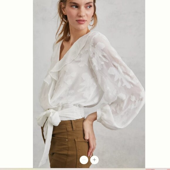 Anthropologie Tops - Anthropologie Milena Burnout Velvet Wrap Blouse